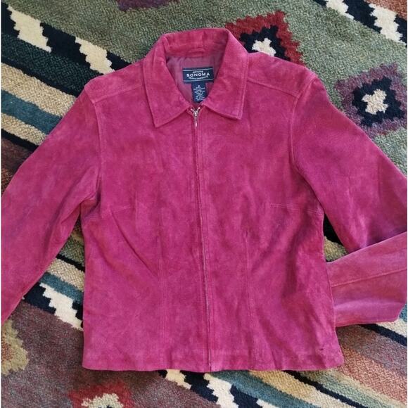 Sonoma Jean Company Women's Fitted Zip Genuine Suede Leather Jacket Small - Picture 2 of 13